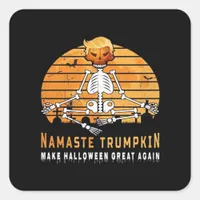 Namaste Trumpkin Make Halloween Great Again Medita Square Sticker