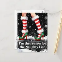 Festive Reason for the Naughty List Legs in Shoes Postcard