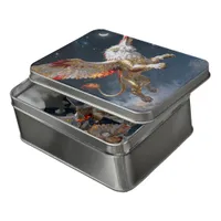 Red Gold Winged Lion/Dragon in Starry Night Skies Jigsaw Puzzle