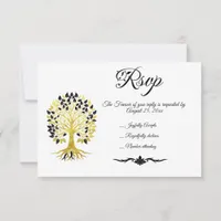 Golden Tree of Life Timeless Sophisticated Elegant RSVP Card