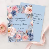 Soft Blue Watercolor Floral Wedding Congratulation Card