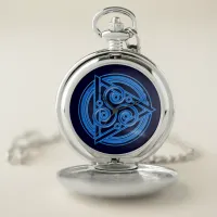 Azure Symphony: The Electric Triad Pocket Watch