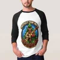 Fierce Cartoon Squirrel Defending Pine Cones  T-Shirt