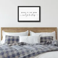 Over Bed Canva Give It To God Good Night Quote  Framed Art