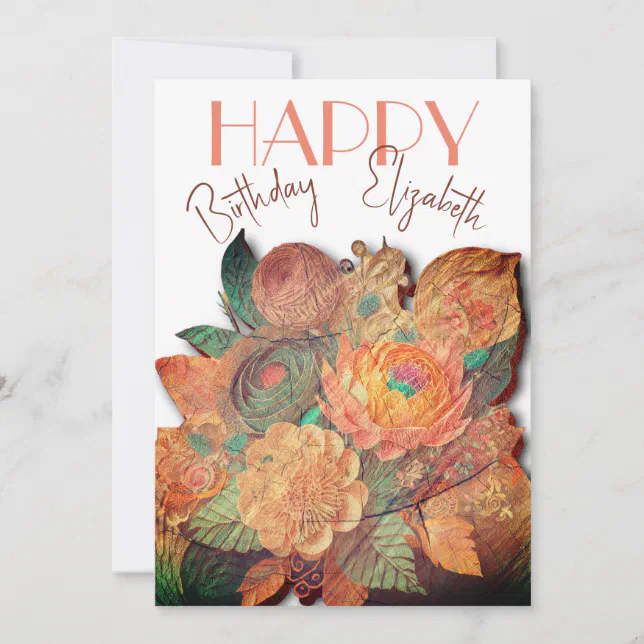 The flower bouquet - Wood - Birthday Card