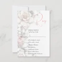 Classic Modern Ivory and Blush Floral  RSVP Card