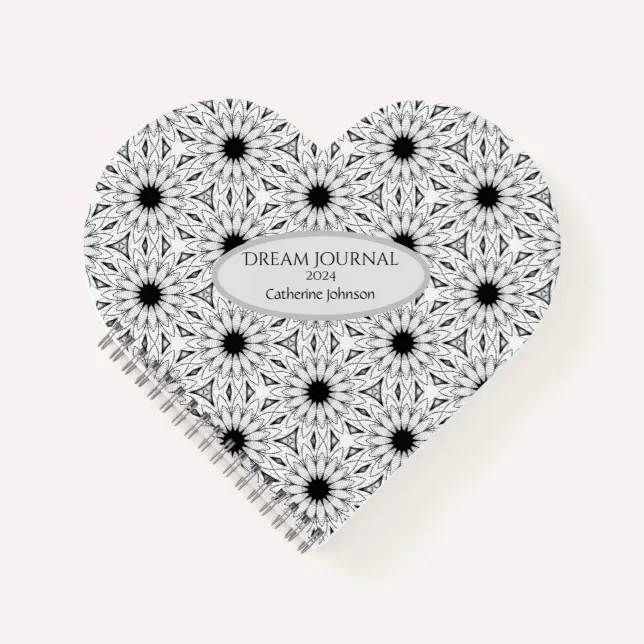 Heart-shaped Black and White Notebook Journal