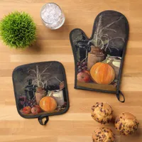 Autumn Decorations on Table Oven Mitt & Pot Holder Set