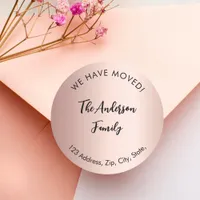 Rose gold we have moved new address  classic round sticker