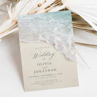 Elegant Romantic Ocean Beach Wedding Invitation