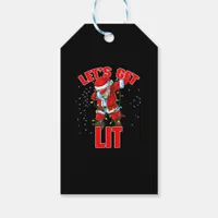 Let's Get Lit Drinking Santa Hat Dabbing Christmas Gift Tags