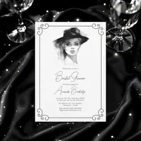 Old Money Aesthetic Black and White Bridal Shower Invitation