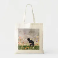 Black Cat in Flowers Tote Bag