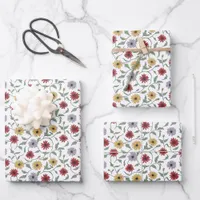 Daisy Pattern Doodle Pen and Ink Style Wrapping Paper Sheets