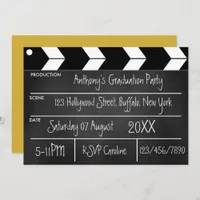 Hollywood Movie Graduation Party Chalkboard  Invit Invitation