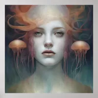 Jellyfish Woman Fantasy Poster