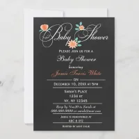 chalkboard Floral Gender Neutral Baby shower Invitation