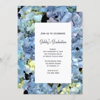 Blue Hydrangea Flowers Graduation Party Invitation