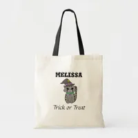 Personalized Halloween Trick or Treating Cat Tote Bag