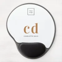 Logo white gold monogram initials business gel mouse pad