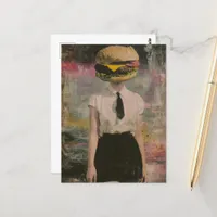 Mixed Media Sexy Surreal Cheeseburger Woman  Postcard