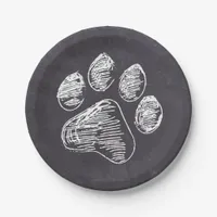 Chalkboard Paw Print - Puppy Pawty - Dog Birthday Paper Plates