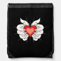 Skeleton Hands Heart Classic Drawstring Bag