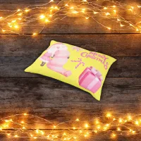 Cute Christmas in Pink on Yellow | Pet Bed