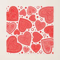 Fancy Red Hearts and Dots Pattern Scarf