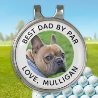 Custom Dog Photo Best Dad By Par Black White Golf Hat Clip