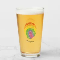 Rainbow Fingerprint Monogram Glass