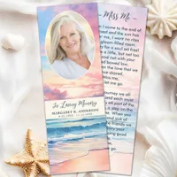 Sunset Beach Oval Photo Memorial Prayer Card Bookmarks