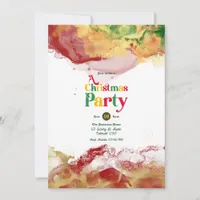 Retro Vibes with Alcohol Ink Flair Christmas Party Invitation