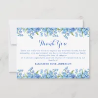 Forget Me Not Floral Memorial Elegant Funeral  Thank You Card