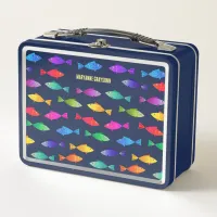 Cute fish in ocean rainbow pattern  metal lunch box