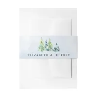 Rustic Watercolor Mountains Pine Winter Wedding   Invitation Belly Band