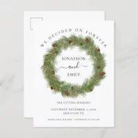 Pine Cones Foliage Christmas Wedding Save the Date Announcement Postcard