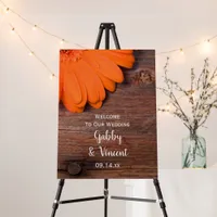 Rustic Orange Daisy and Barn Wood Country Wedding Foam Board