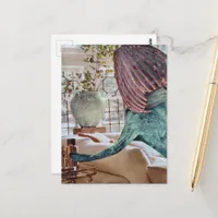  A Fun Surreal Collage Vase on Her Head Postcard