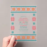 Retro Knit Ugly Sweater Christmas Party Acrylic Invitations