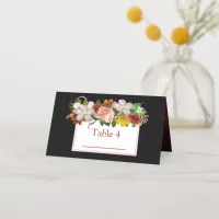 Black Blush Pink Rose Gold Rose Bouquet Table Card