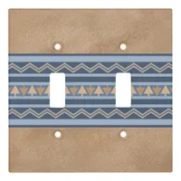 Southwest Style Blue and Brown Geometric Pattern Light Switch Cover