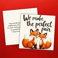 We Make the Perfect Pair Cute Fox Valentine's Day Holiday Card