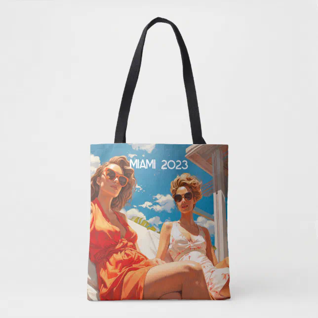 Pair of ladies on a Miami sun deck Tote Bag