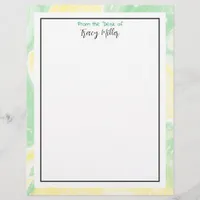 Personalized Green and Yellow Marble Fancy Letterhead