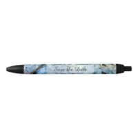 Blue Hydrangea Floral Wedding Save the Date Pen