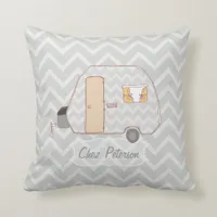 Retro Caravan Grey Chevron Throw Pillow