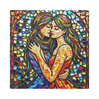 Mosaic Tile Style Ai Art Romantic Embrace