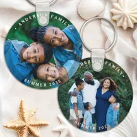 Elegant Family Personalized Modern Simple 2 Photo  Keychain