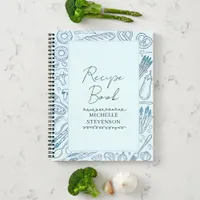 Blue Minimalist Sketched Food Doodle Recipe Book